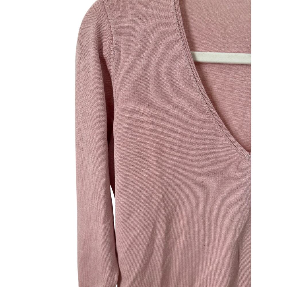 Banana Republic Pink V Neck Sweater Women Medium Silk Blend Knit Top - Picture 4 of 6